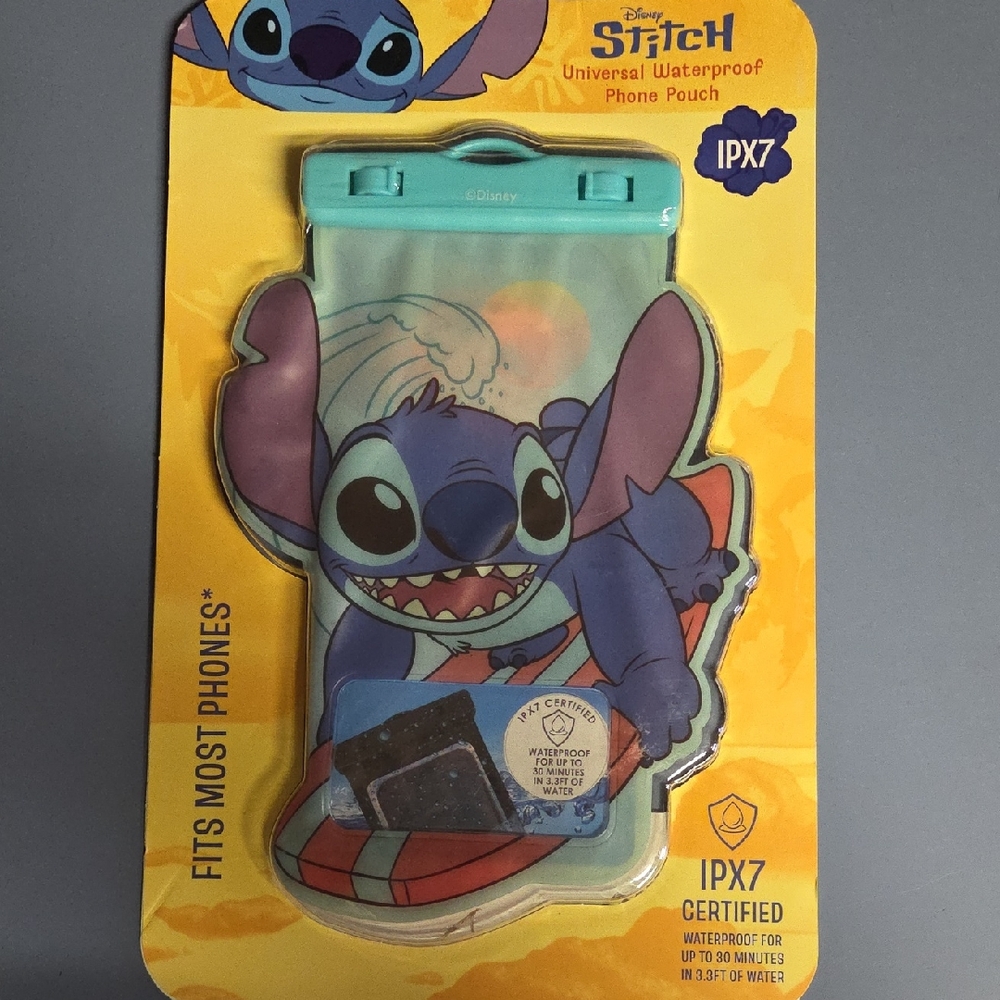 Disney Stitch Waterproof Phone Pouch - Blue and Orange - Picture 1 of 2